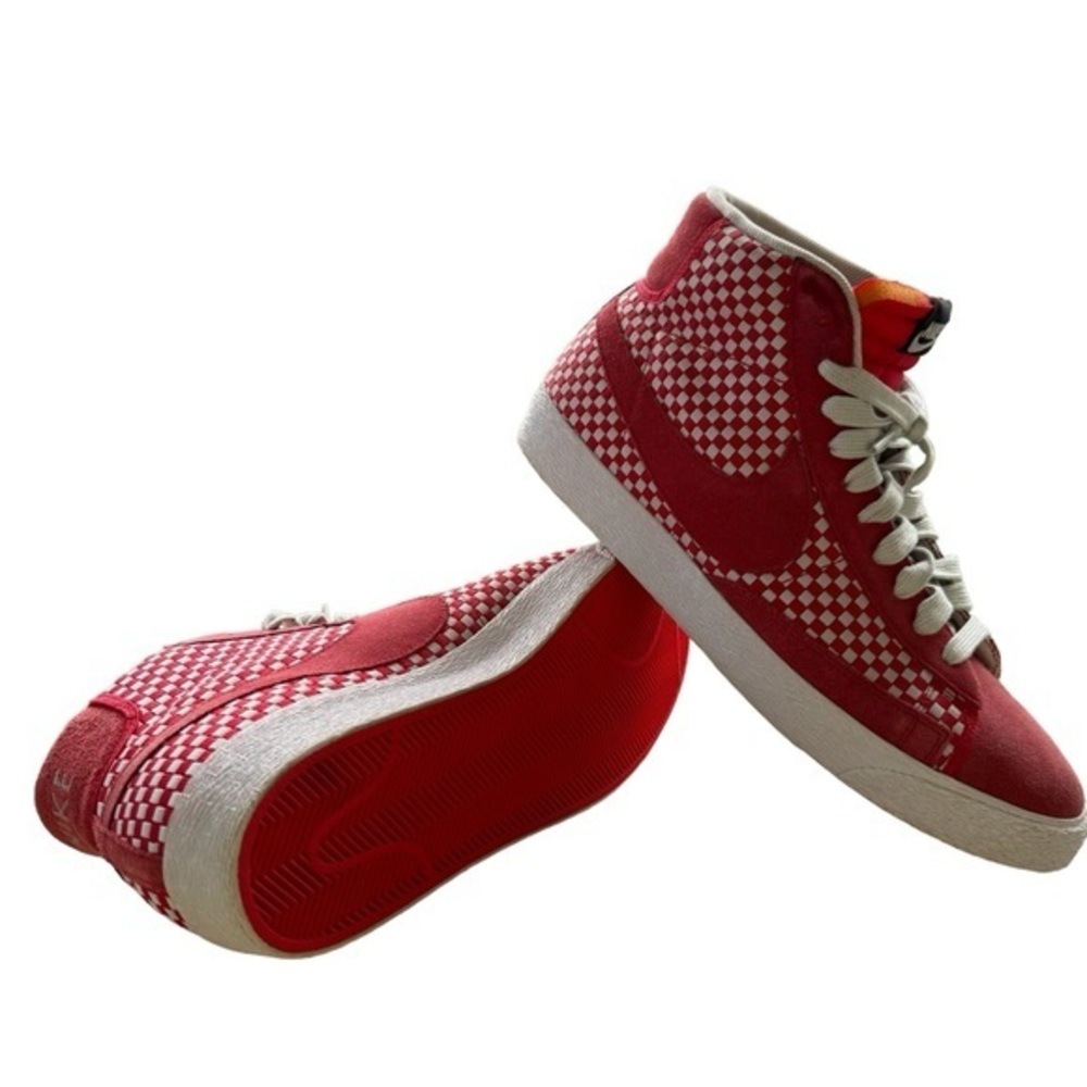 Nike Blazer Mid Woven Hyper Red/ Neutral Gray Checkered Men's Shoes Size 13